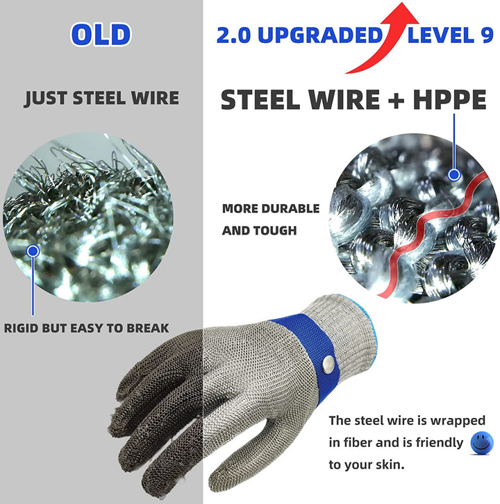 Versatile cut-resistant glove: stainless steel protection for kitchen, butcher, & food prep tasks.