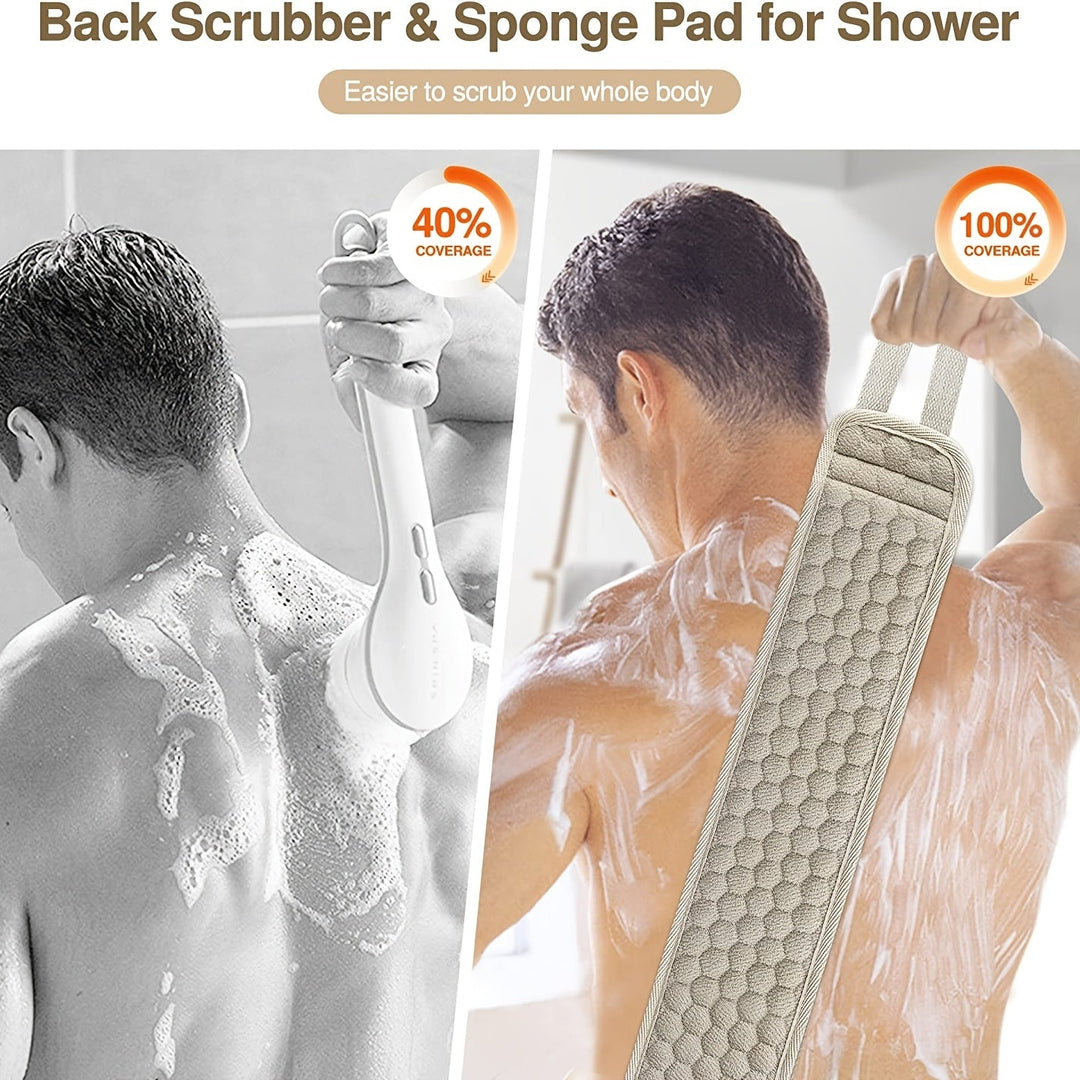 Comfortable body brush & back scrubber for gentle deep cleansing. Promotes smooth, healthy skin.