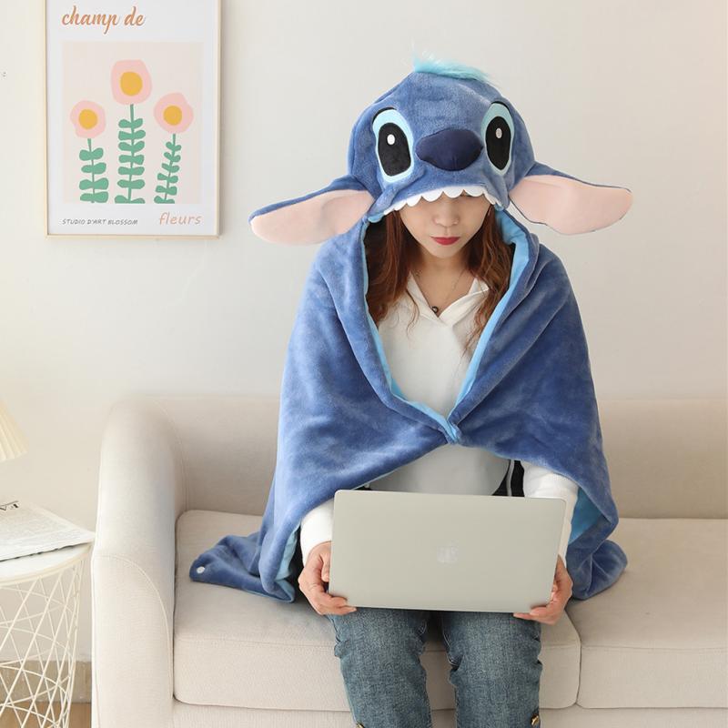 Unisex Disney Stitch hoodie blanket, perfect for cozy lounging & warm movie nights at home.