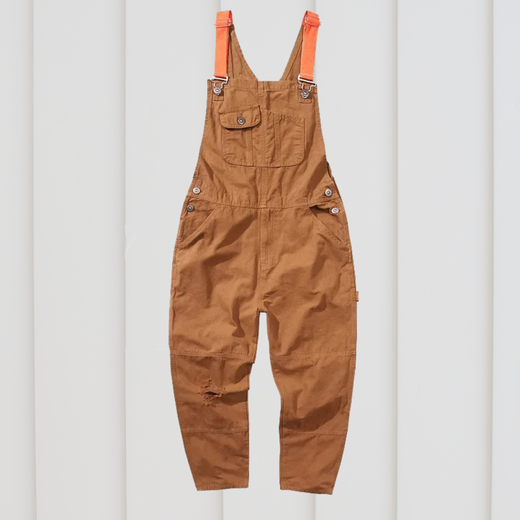 Unisex durable gardening dungarees for outdoor work, featuring adjustable straps and practical pockets.