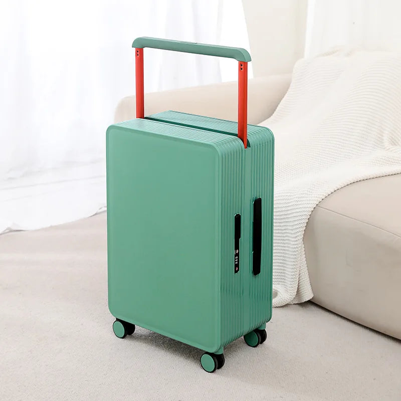 Easy-glide spinner wheels on this durable Dublin PP hardshell suitcase make travel effortless.
