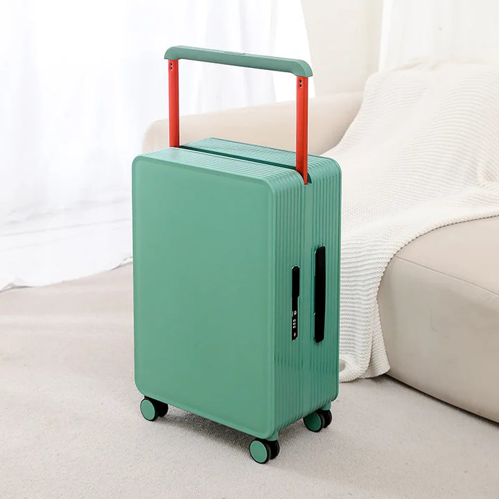 Easy-glide spinner wheels on this durable Dublin PP hardshell suitcase make travel effortless.
