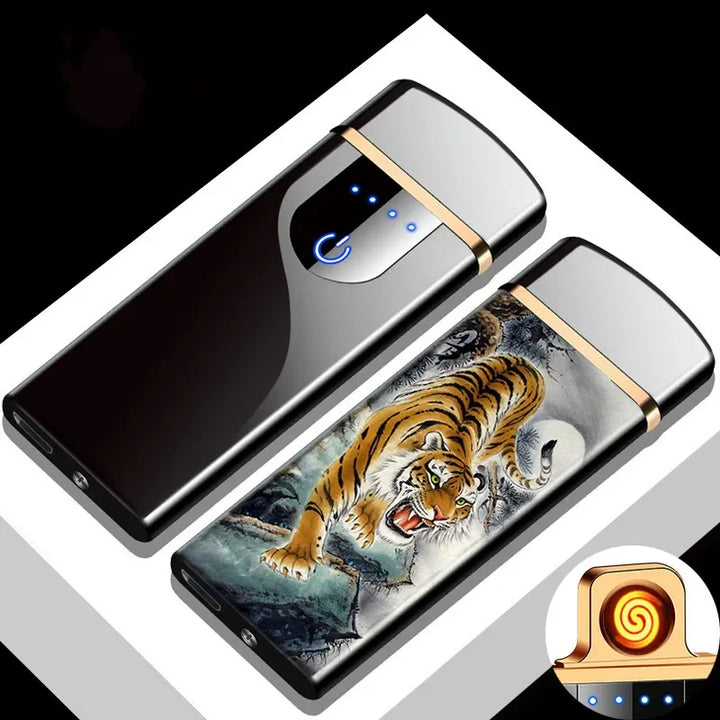 Portable windproof electric lighter, USB rechargeable, eco-friendly plasma ignition for all needs.
