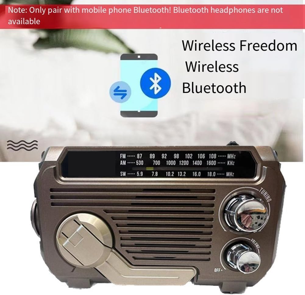 Hand-crank dynamo emergency radio for manual power generation, essential survival gear for off-grid situations.