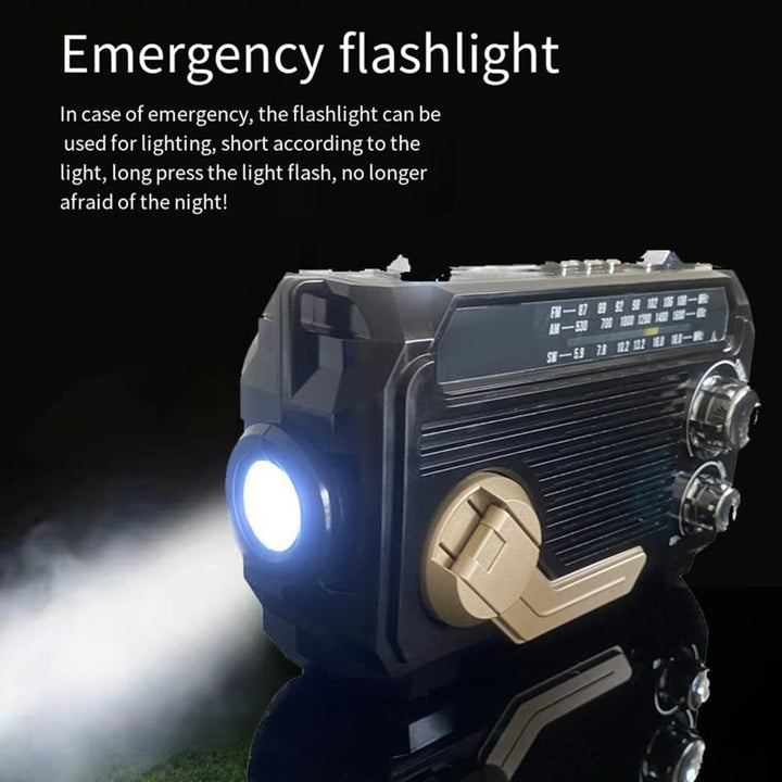 Compact unisex emergency radio with solar & hand-crank power, perfect portable survival gear for any emergency.