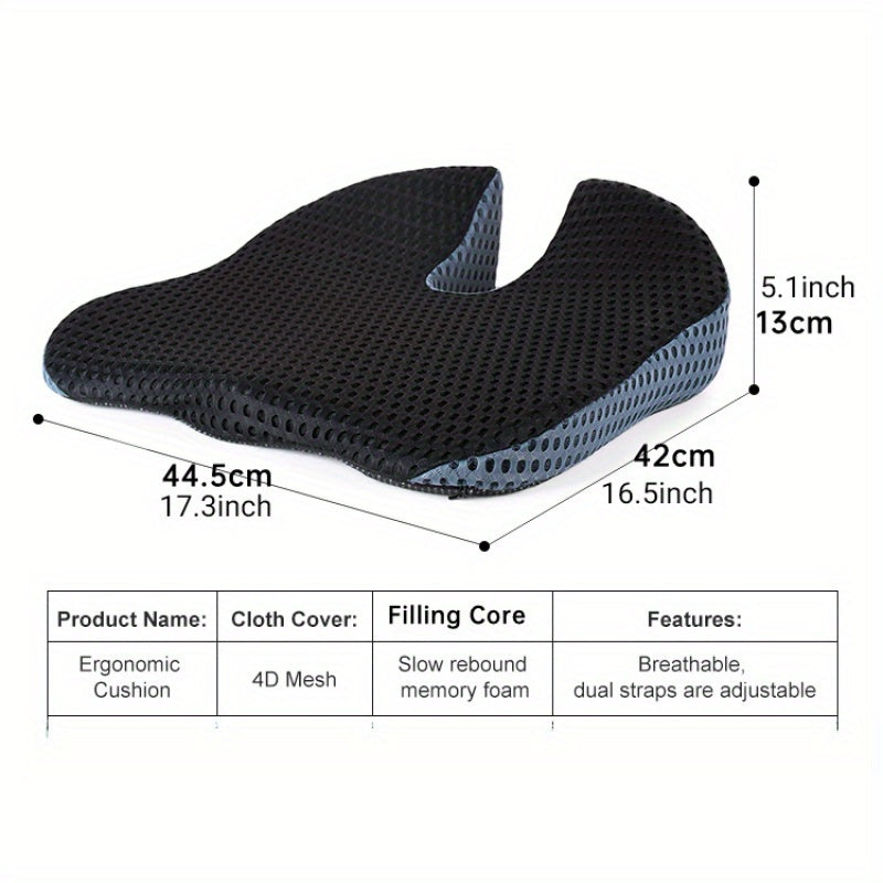 New ergonomic memory foam car seat cushion for unisex comfort, posture correction, and tailbone relief.
