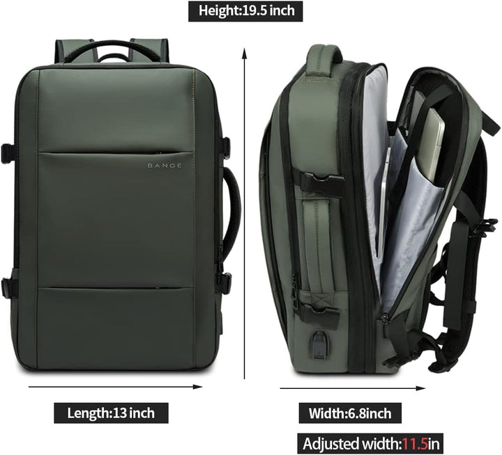 Backpack mode of 26-45L waterproof travel bag, showing padded straps & back panel.