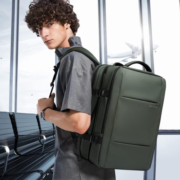 Waterproof laptop travel bag, 26-45L, versatile for weekend trips & organization.