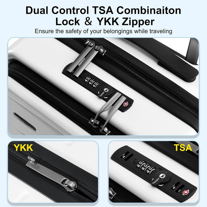 Hard shell carry-on bag, expandable, with a convenient front laptop pocket & TSA secure locking system.
