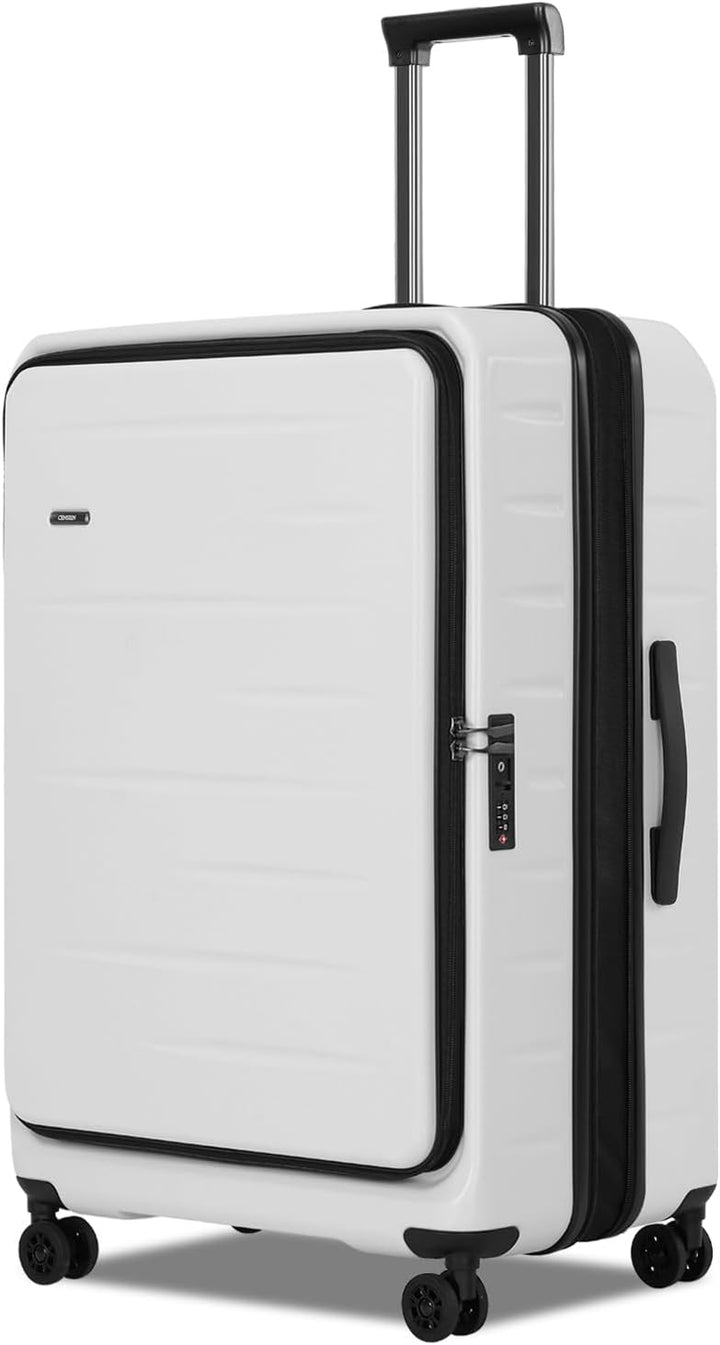 Compact yet spacious: unisex hard shell carry-on with TSA lock, expandable zipper & front access.