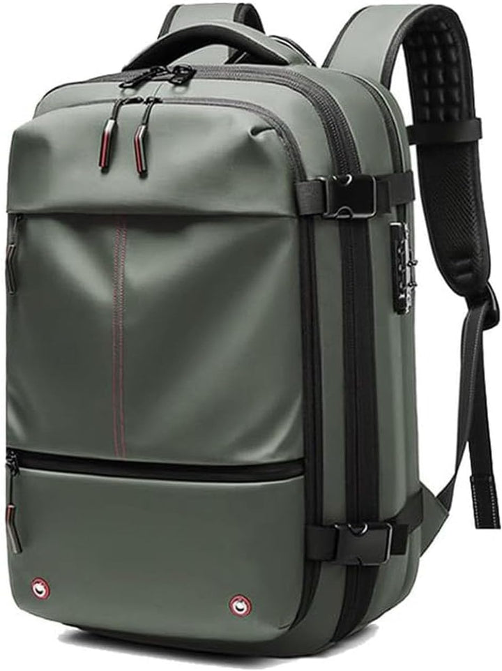 Unisex expandable travel backpack with anti-theft lock, ideal for trips & daily commutes.