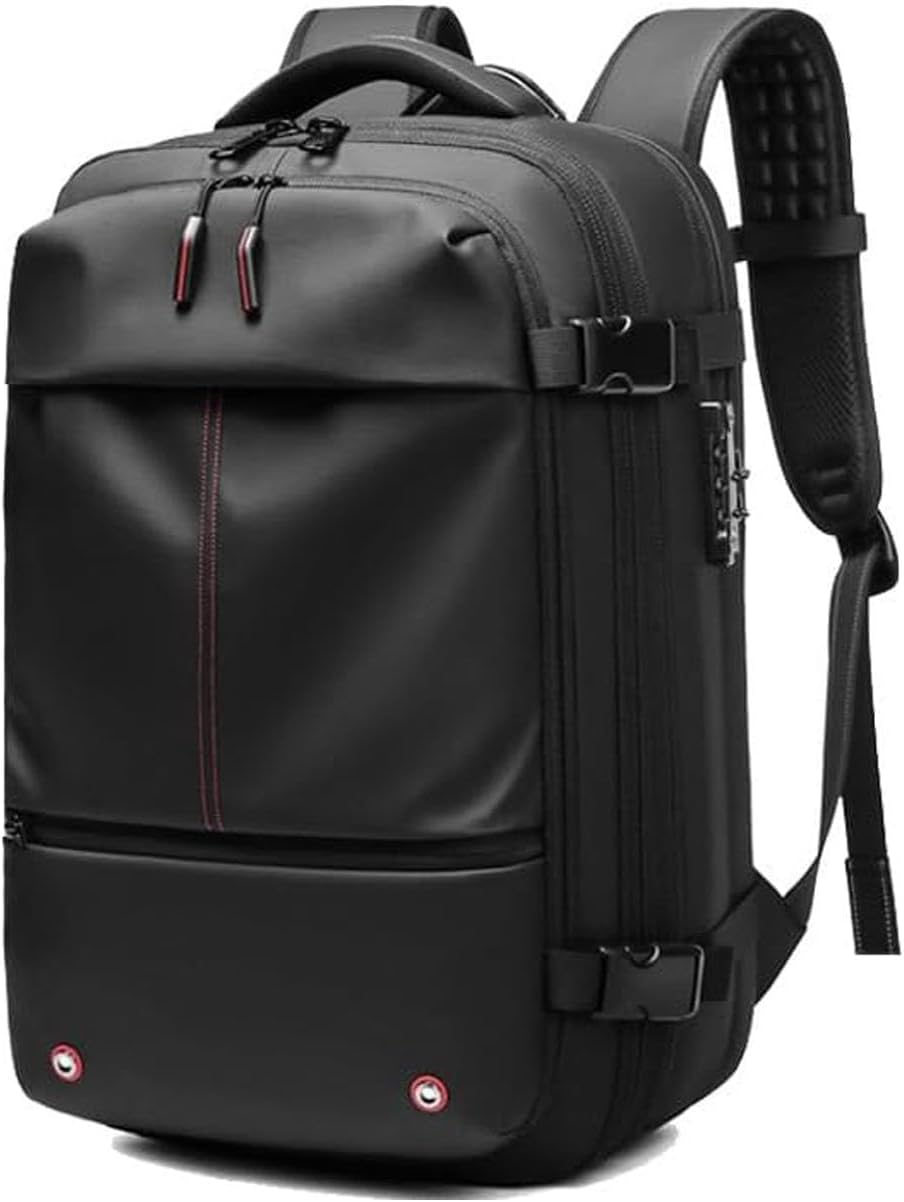 Versatile expandable daypack with integrated anti-theft lock, suitable for travel and adventure.