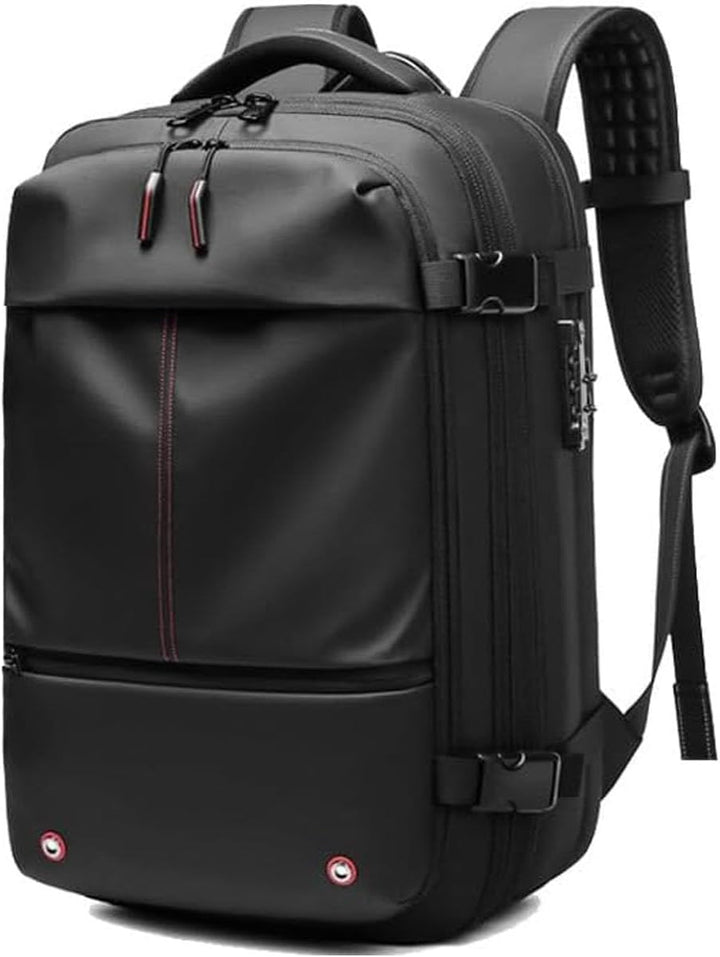 Versatile expandable daypack with integrated anti-theft lock, suitable for travel and adventure.