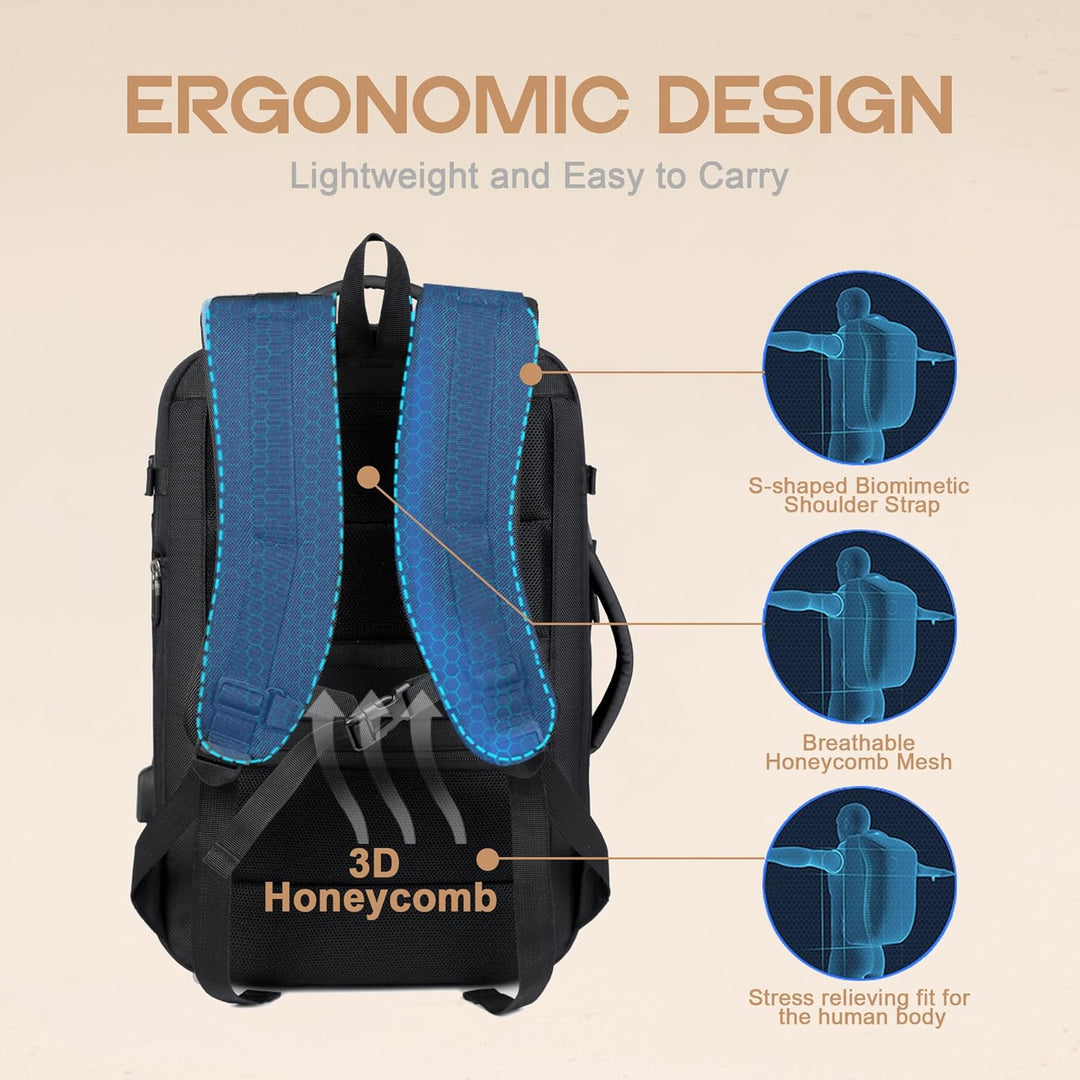 Durable waterproof travel backpack with integrated USB charging port and 17in laptop sleeve for daily use.