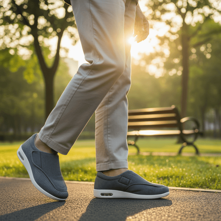 Easy slip-on extra wide diabetic shoes with memory foam, ideal for daily wear & sensitive feet.