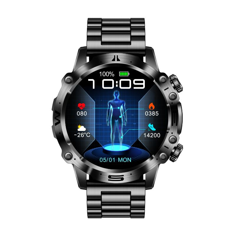 Unisex fitness smartwatch with heart rate & blood pressure monitor, perfect for daily health tracking.