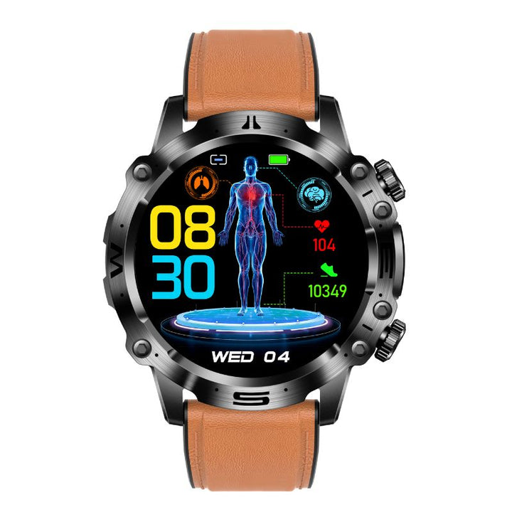 Advanced wearable tech fitness smartwatch with Bluetooth call, heart rate & BP monitor. Unisex design.