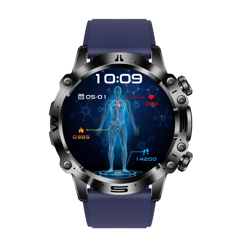 Modern unisex smartwatch, a versatile health tracker with blood pressure & heart rate monitoring for active lifestyles.