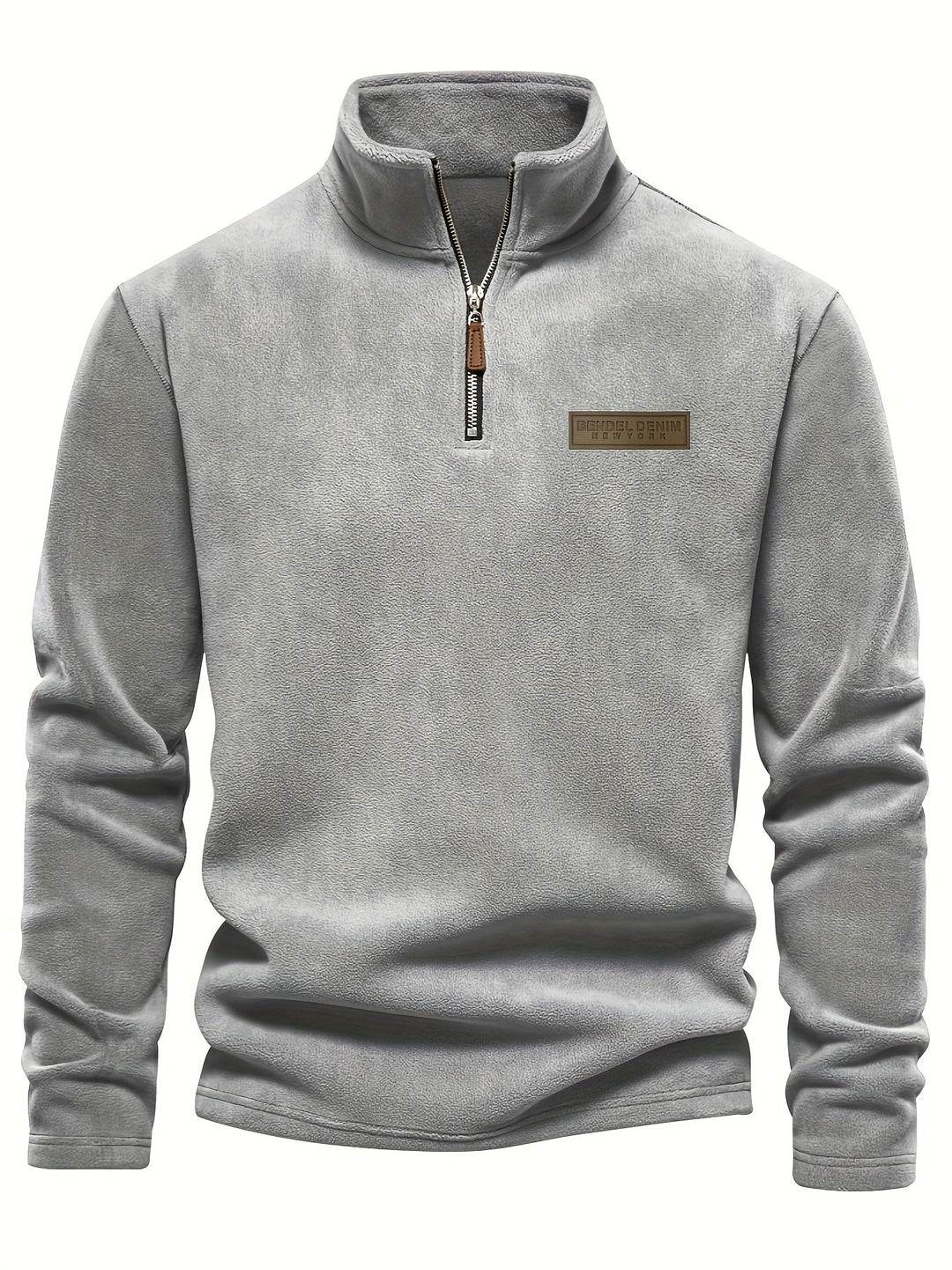 Unisex fleece-lined half-zip pullover in a cozy solid color, perfect warm layer for fall & winter outfits.