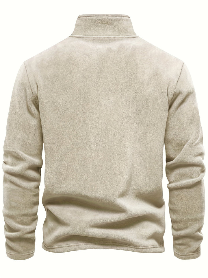 Versatile unisex fleece half-zip pullover, a perfect warm and cozy top for any cool weather adventure.