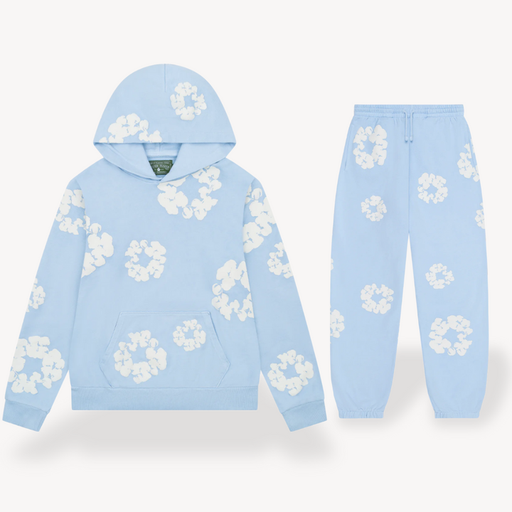 Stylish unisex floral matching hoodie and jogger set, perfect for casual fashion & loungewear.