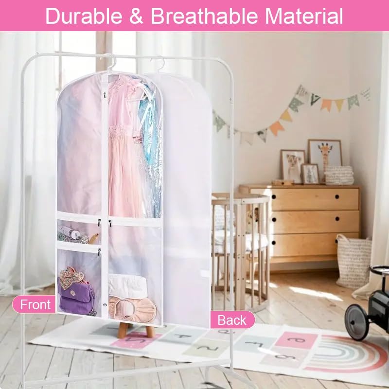 Dance costume bags: foldable, reusable, with zipped pockets for easy organization & dancewear protection during travel.