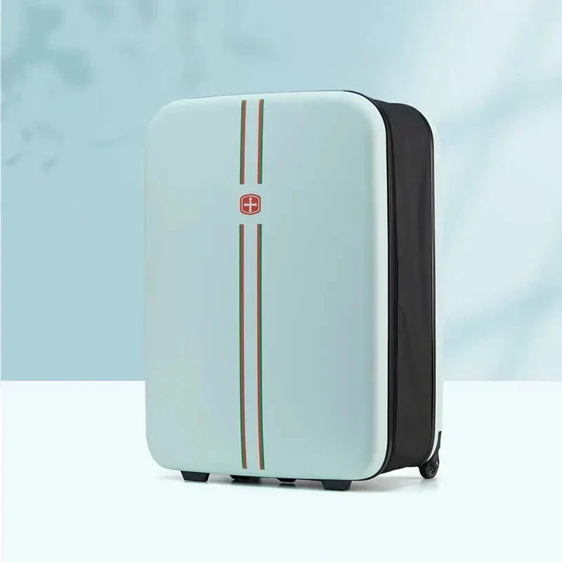Smart space-saving foldable hard shell suitcase, perfect for efficient packing & compact storage.