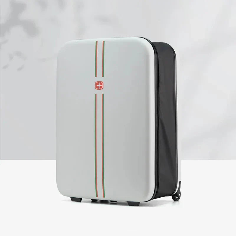 Unisex hard shell travel bag, foldable and durable rolling luggage for any short or long journey.