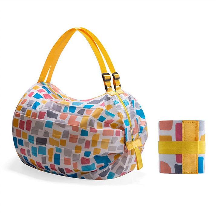 Unisex foldable shopping tote bag, large capacity, eco-friendly oxford fabric for groceries & everyday carry.