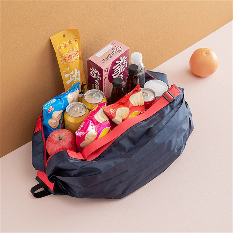 Large capacity reusable shopping tote bag, unisex design, durable oxford fabric for groceries & retail.