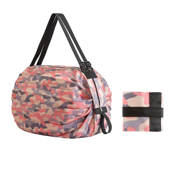 Durable oxford fabric foldable shopping tote, unisex design, strong & reusable for heavy groceries.