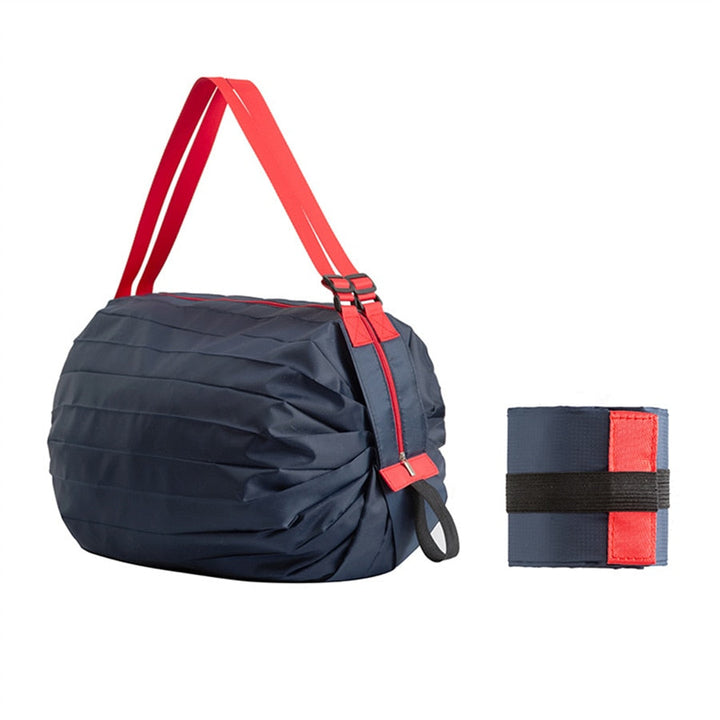 Modern unisex foldable shopping tote bag, large capacity, portable & reusable for daily essentials.