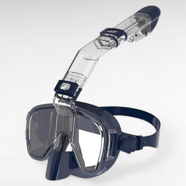 High-visibility 180° view snorkel mask, foldable and anti-fog for watersports.