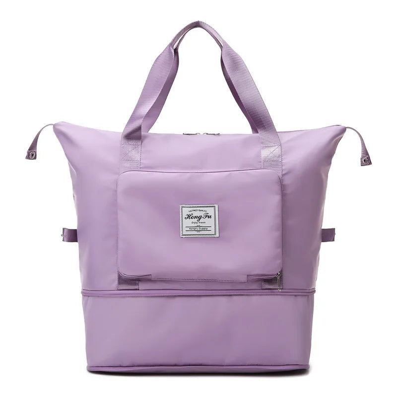 Versatile weekender travel duffle bag in a vibrant color, perfect as a gym bag or carry-on luggage.
