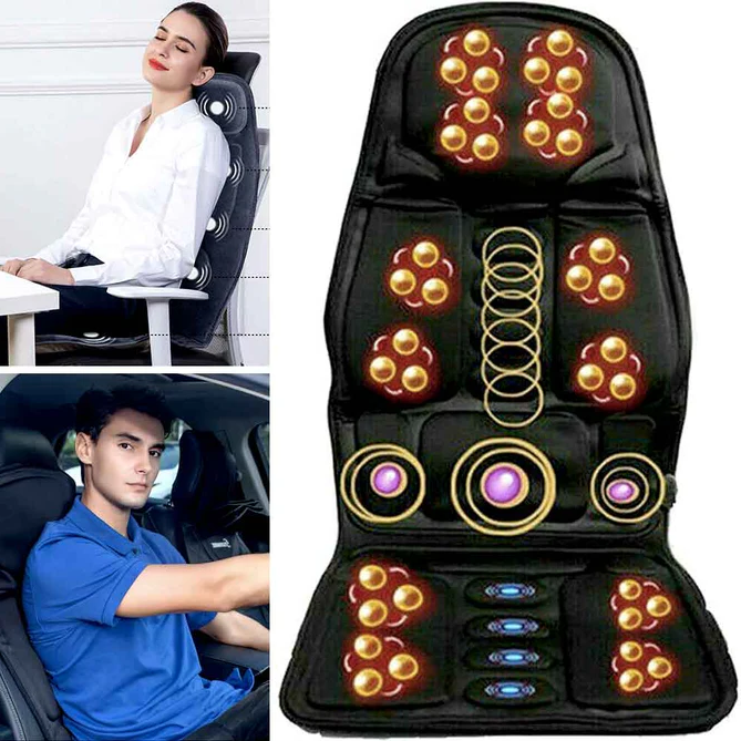 Unisex Full Body Heated Massage Chair Pad for home & car. Features vibrating neck & back massage for ultimate relaxation.