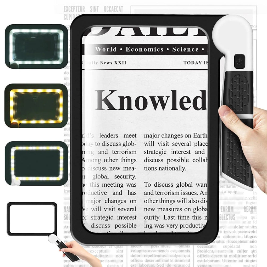 Portable handheld magnifier, full-page lens for vision enhancement, great for reading small print