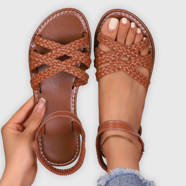 Detailed close-up of a vegan material unisex strappy sandal showing craftsmanship, great for summer
