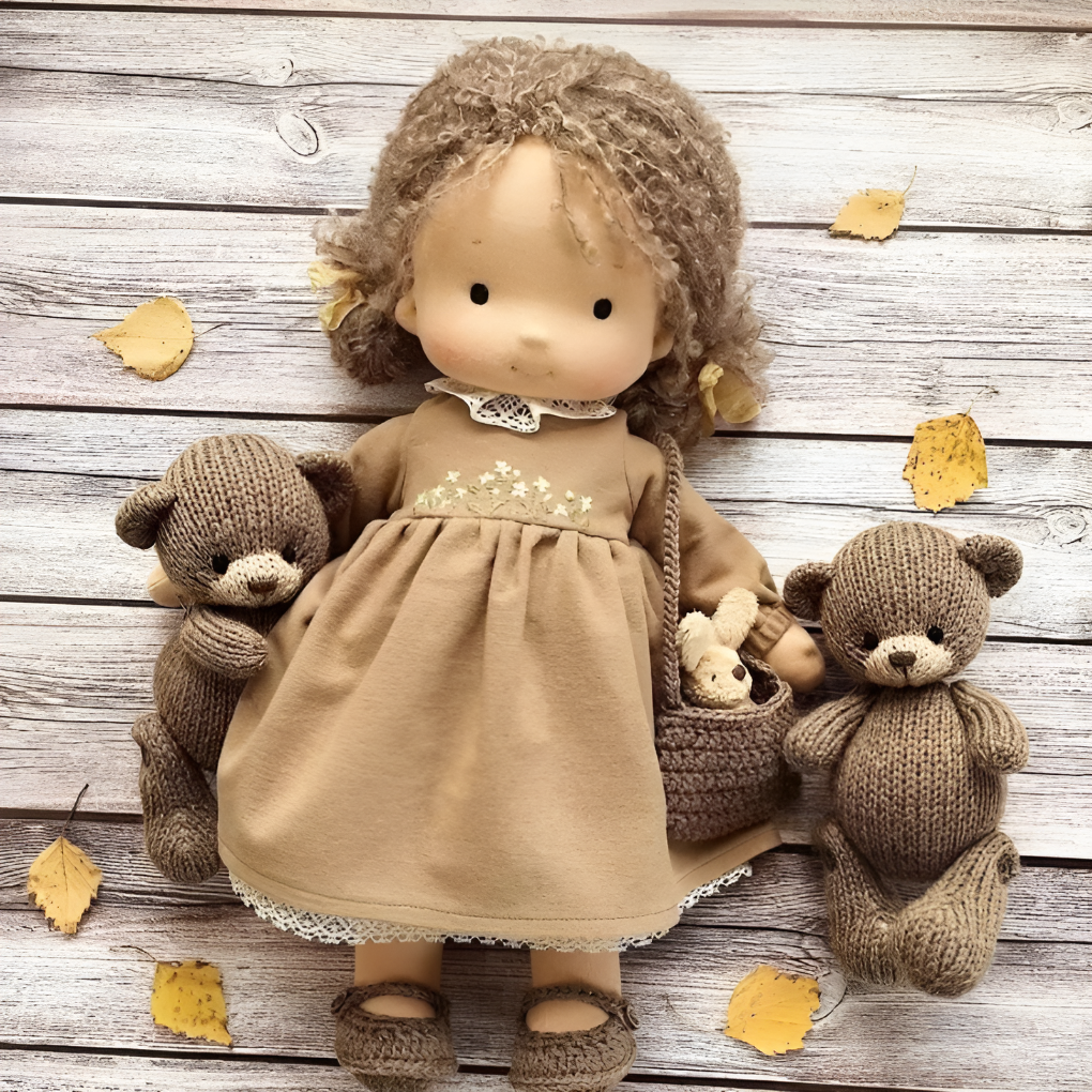 Waldorf doll's durable stitching, ensuring longevity for beloved handmade companion, wool doll