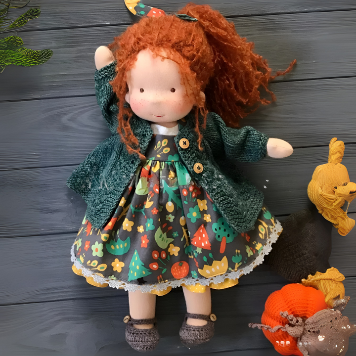 Waldorf doll being crafted, showing stages of construction, dedication to natural materials