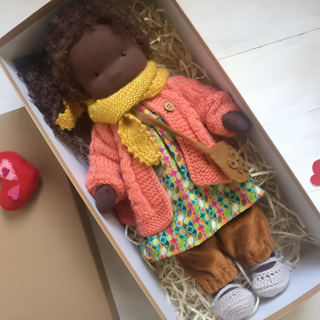 Group of handmade organic Waldorf dolls, various sizes, perfect for imaginative play & gifting