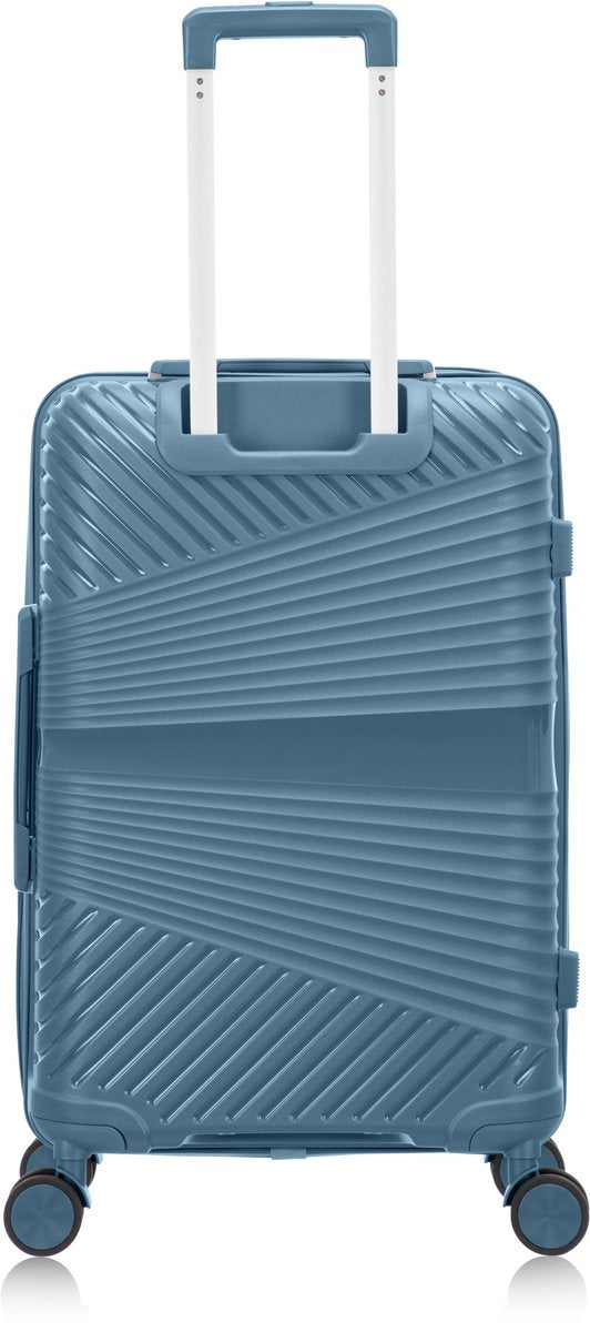 Organized journeys with this Amalfi blue hard shell suitcase, secure TSA lock and durable 360° wheels.