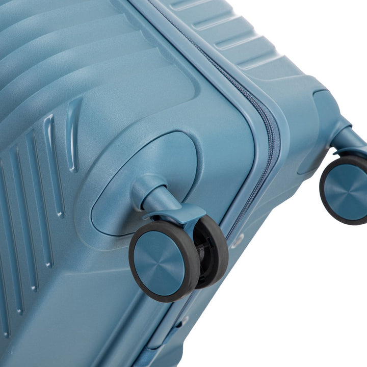 Unisex blue hard shell travel luggage, perfect for organized journeys with secure TSA lock & spinner wheels.