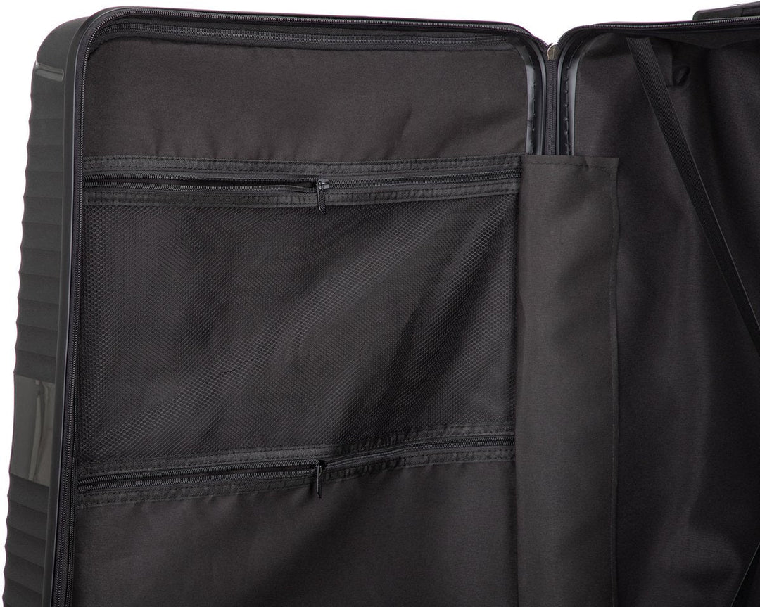 Large capacity blue hard shell travel suitcase, durable with secure TSA lock and smooth 360° spinner wheels.