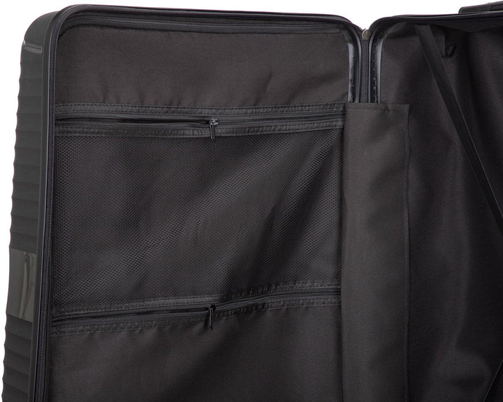 Large capacity blue hard shell travel suitcase, durable with secure TSA lock and smooth 360° spinner wheels.