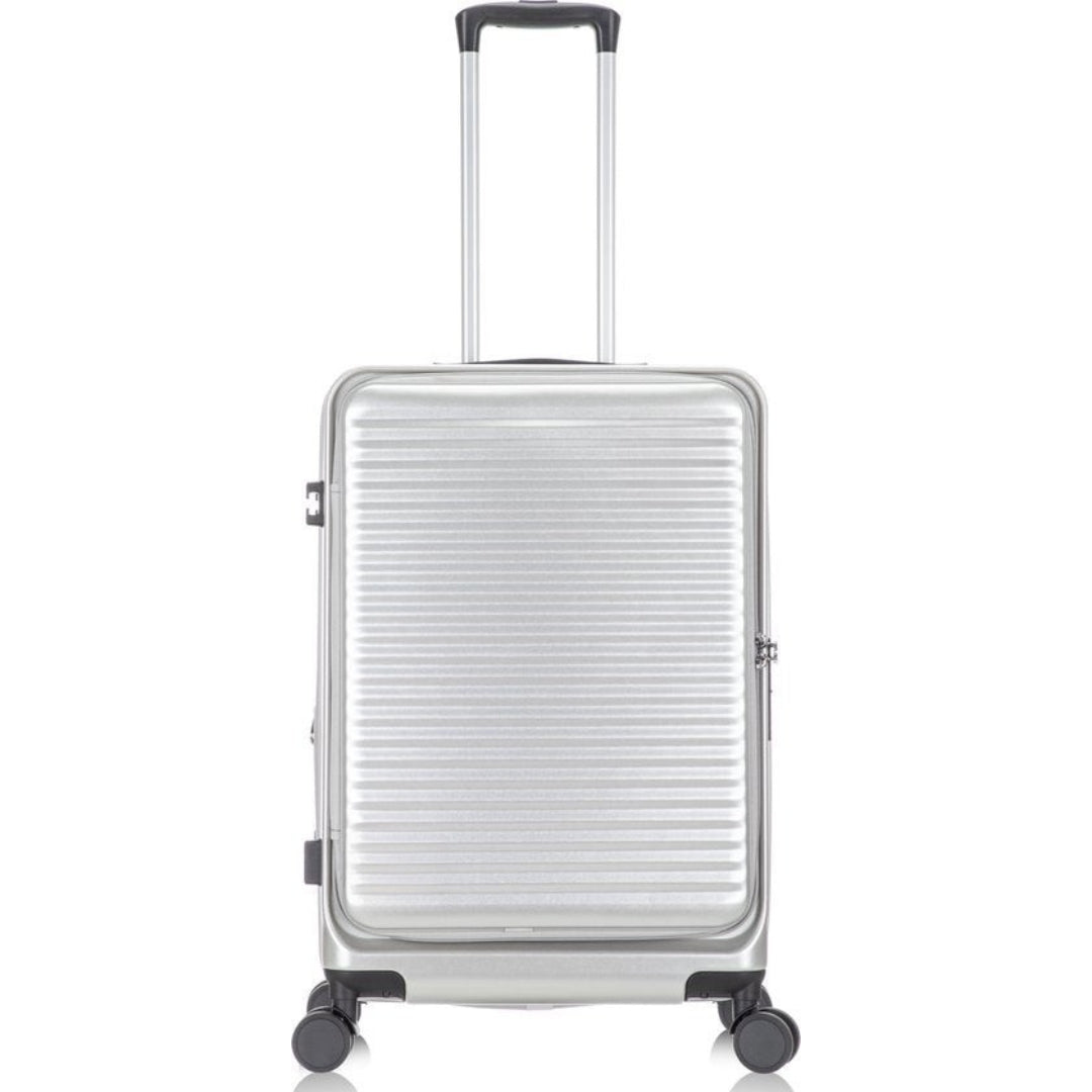 Secure hard-shell carry-on luggage with dedicated laptop compartment and TSA lock, perfect for tech-savvy travelers.