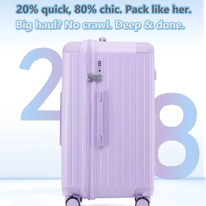 Large hard shell expandable suitcase, durable & modern. Features smooth spinner wheels & TSA lock for long unisex trips.