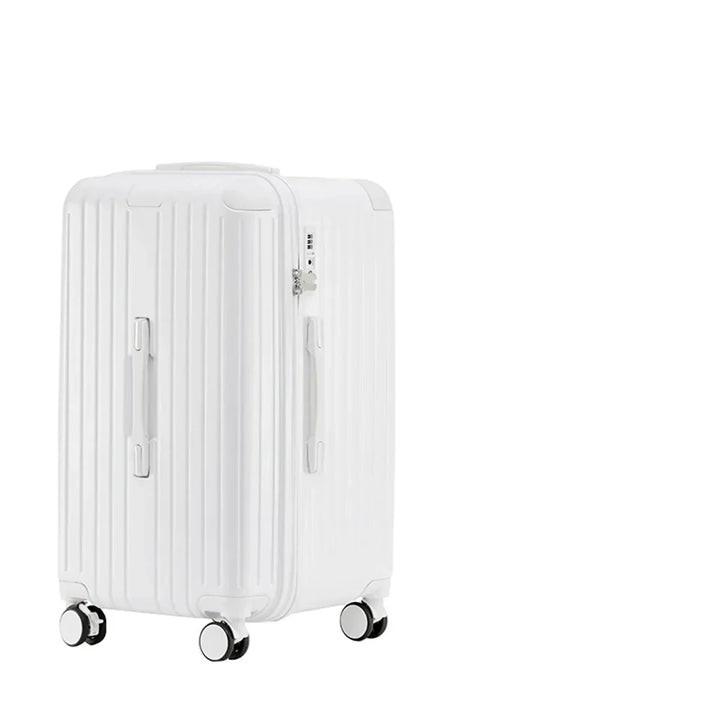 Milano Voyager hard shell expandable suitcase. Secure TSA lock, smooth spinner wheels for unisex travel luggage.