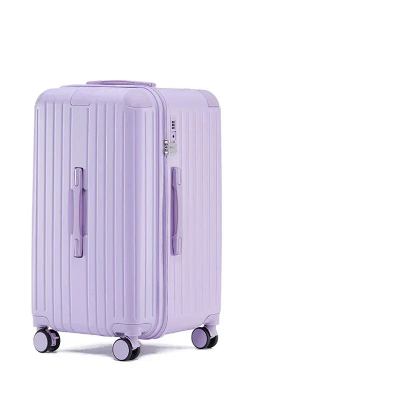Modern unisex hard shell suitcase, expandable with smart features. Durable luggage with silent spinner wheels & TSA lock.
