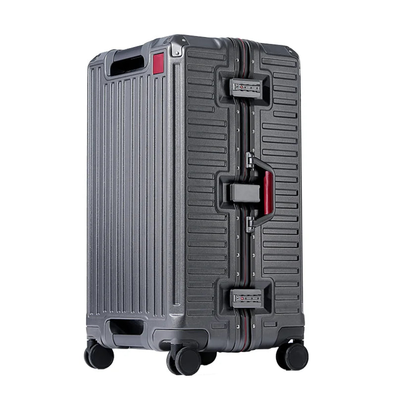 Unisex hard shell travel suitcase with wide grip handle, spinner wheels, & TSA lock. Durable, lightweight luggage.