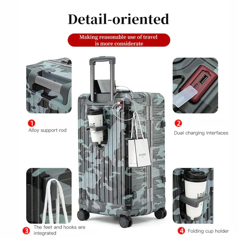 Durable hard shell travel luggage for vacation or business. Wide grip handle, smooth spinner wheels, & TSA lock.